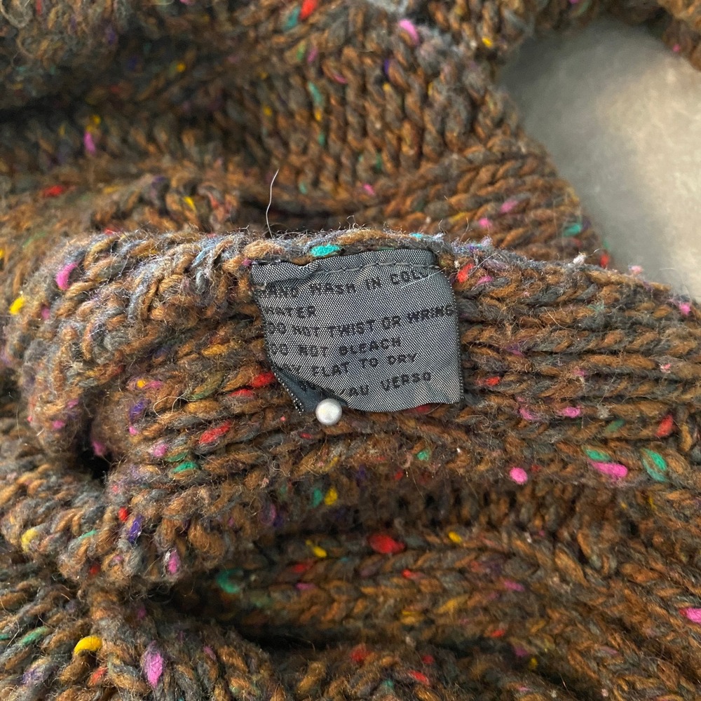 Lizwear Sweater Sz L Brown Confetti Cable Knit Wool Blend Chunky Cozy VTG Boho - Picture 7 of 10